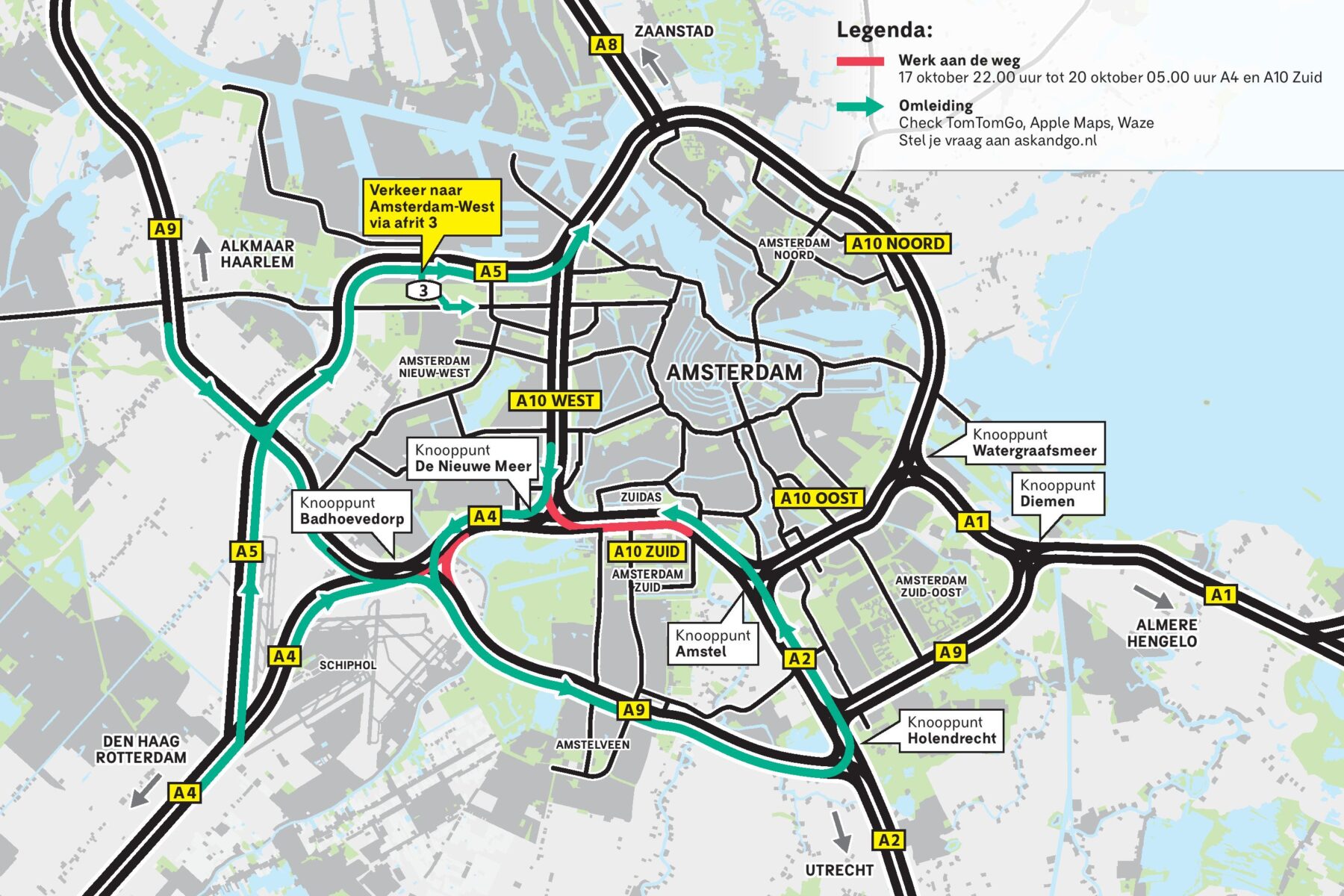 Kaart afsluitingen oktober