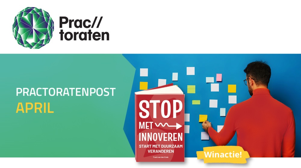 Nieuwsbrief april maak kans op boek Stop met innoveren