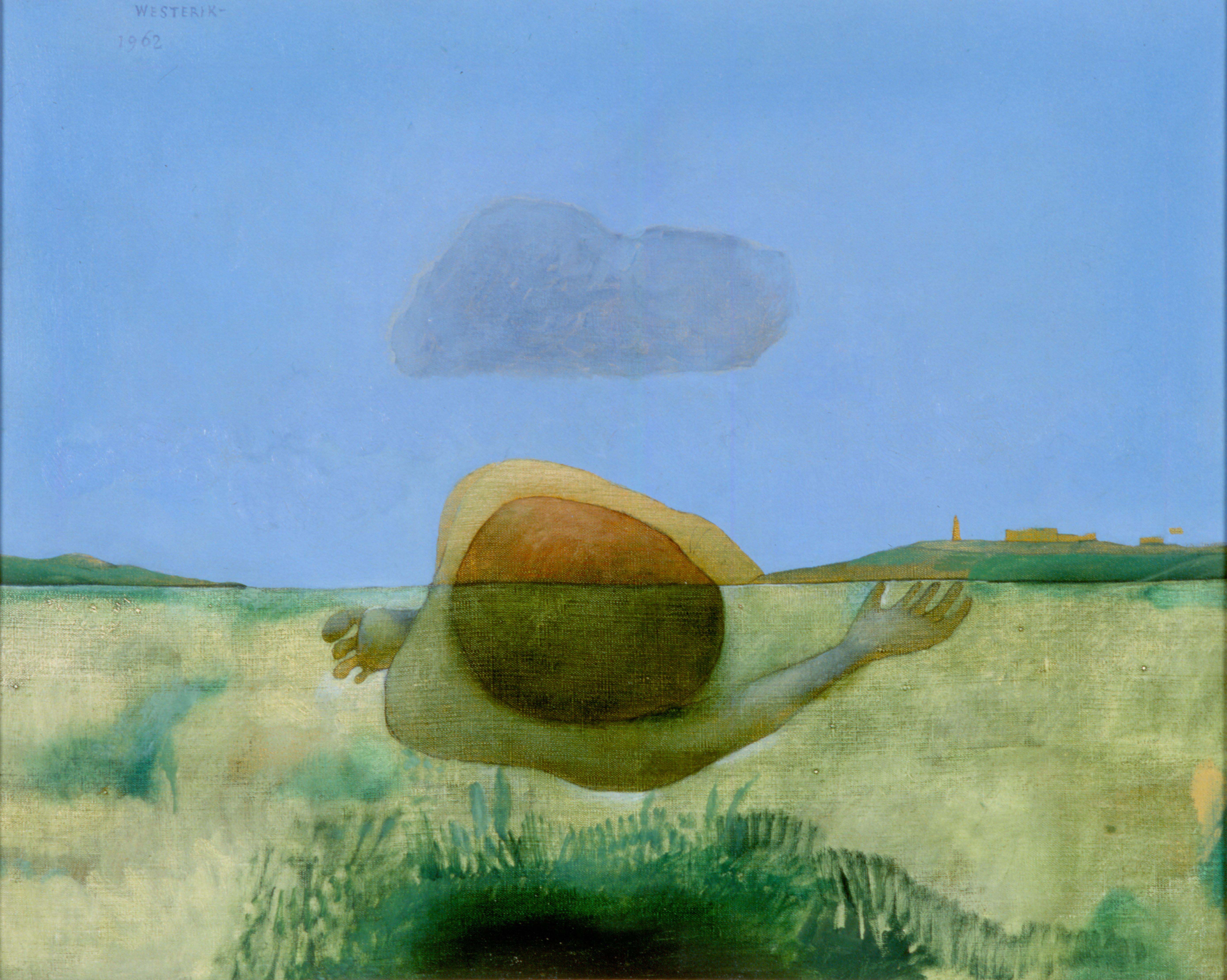 Co Westerik Zwemmer olieverf op doek cm Fundatie Zwolle NB