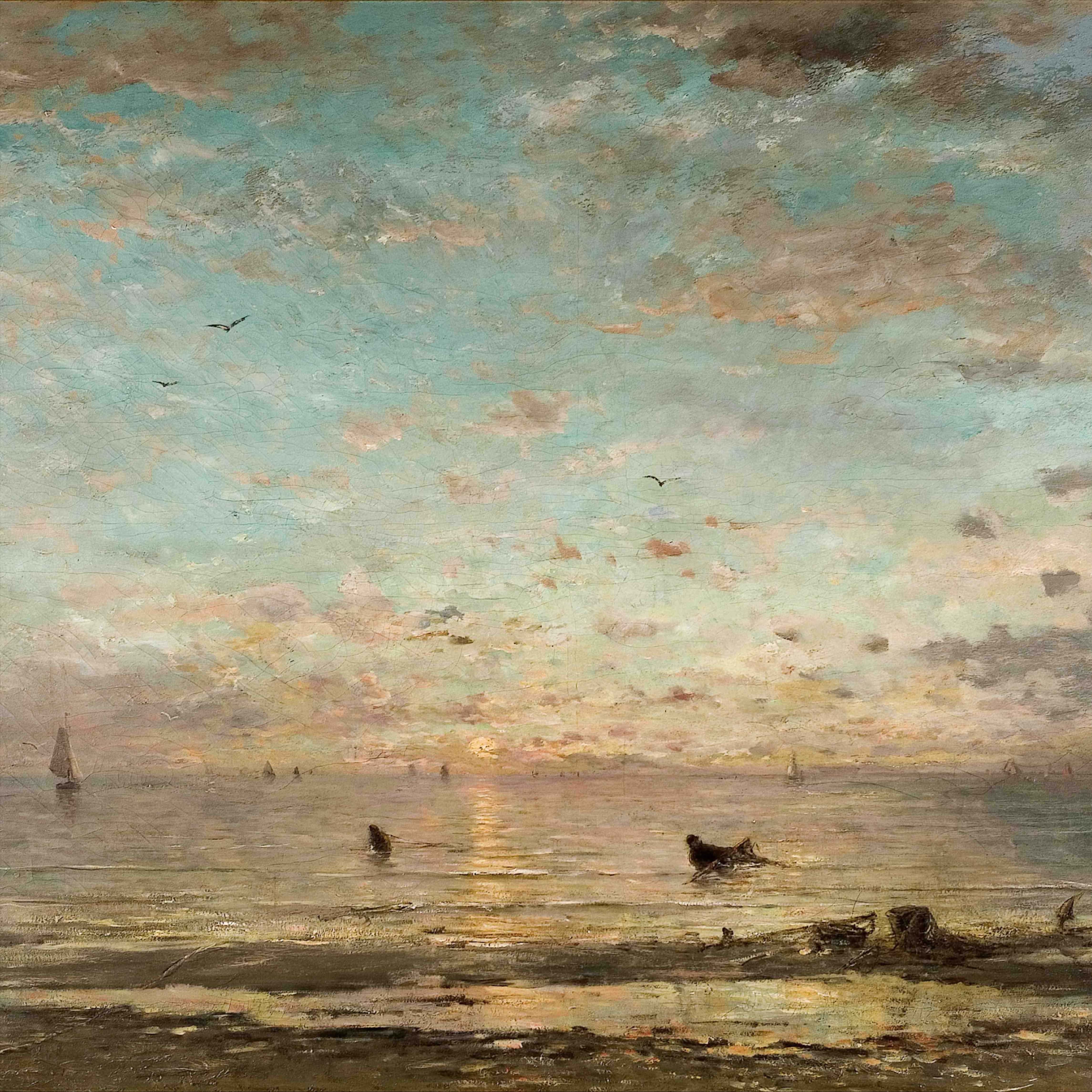 Hendrik Willem Mesdag Garnalenvissers bij ondergaande zon NB