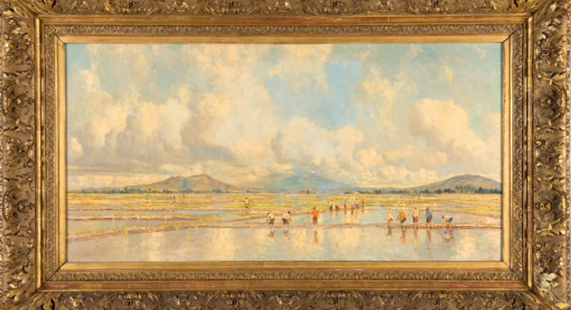 Leo Eland, Landschap met sawa’s, 1917 | Olieverf op doek, 59 x 118 cm | Objectnummer R3573