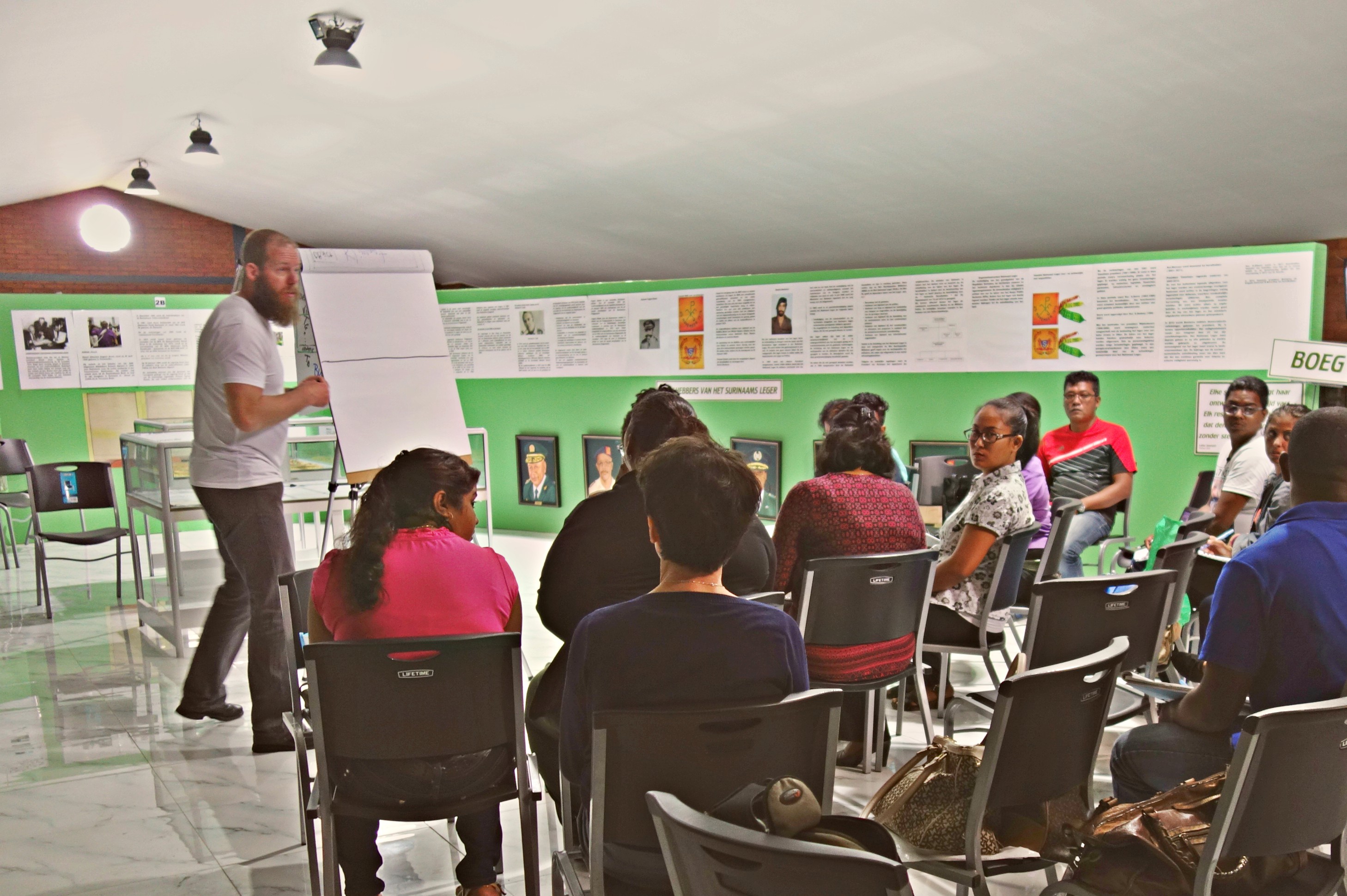 Marc Stappers hosting a workshop on managing indoor climate risks in archives in Surinam.